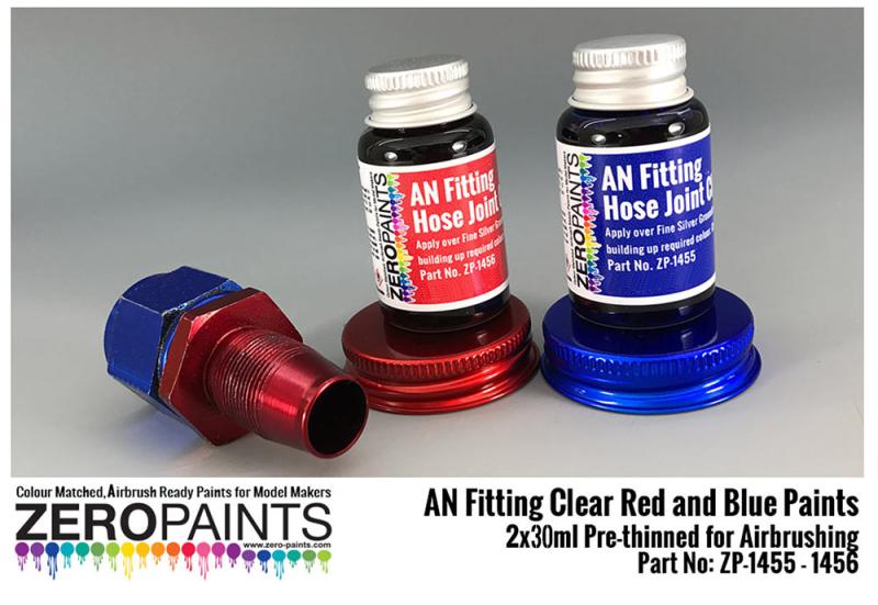 AN Fitting (Hose Joints/Ends) Clear Red and Blue Paints 2x30ml
