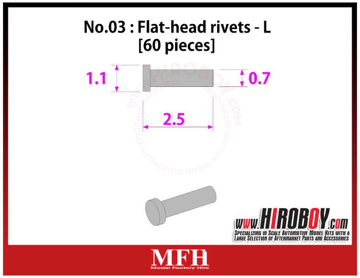 Metal Rivets Series No.03 -Flat-head rivets  L [60 pieces] P1010