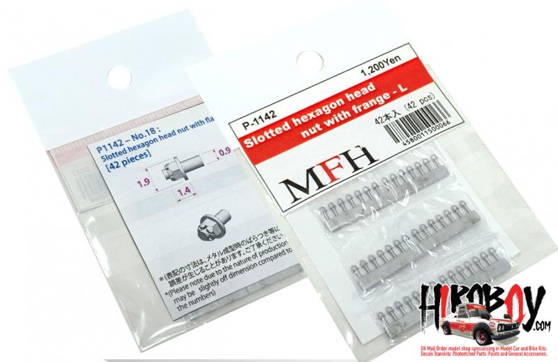 Metal Rivets Series No.18 : Slotted Hexagon Head Nut with Flange L (42 pcs)