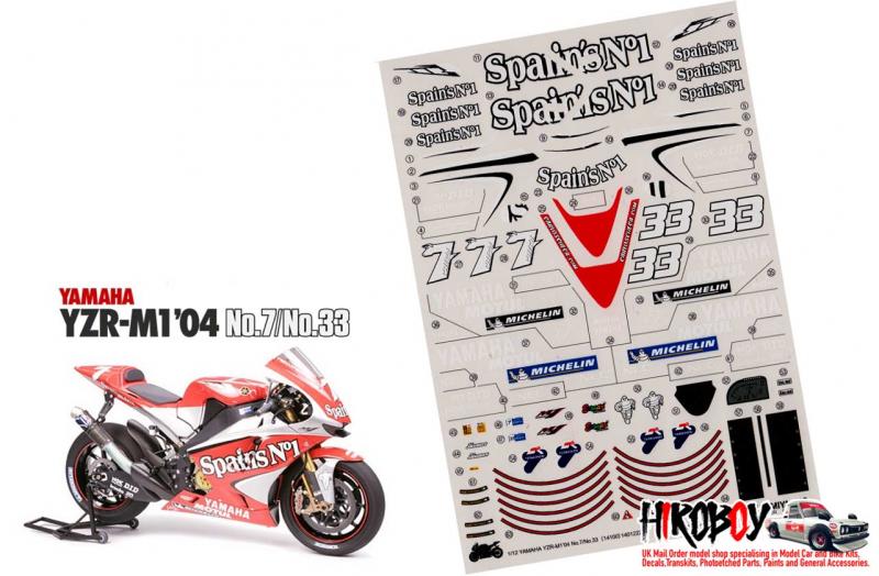 Spare Tamiya Decal Sheet 1:12 Yamaha YZR-M1 2004 - 14100