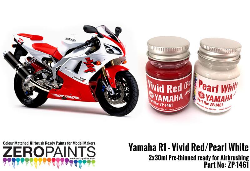 Yamaha YZF R1 Vivid Red / Pearl White Paints 2x30ml