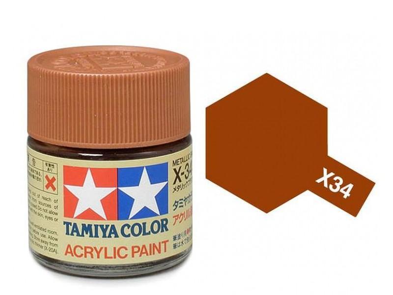 Tamiya Acrylic Mini X-34 Metal. Brown (Gloss) - 10ml Jar