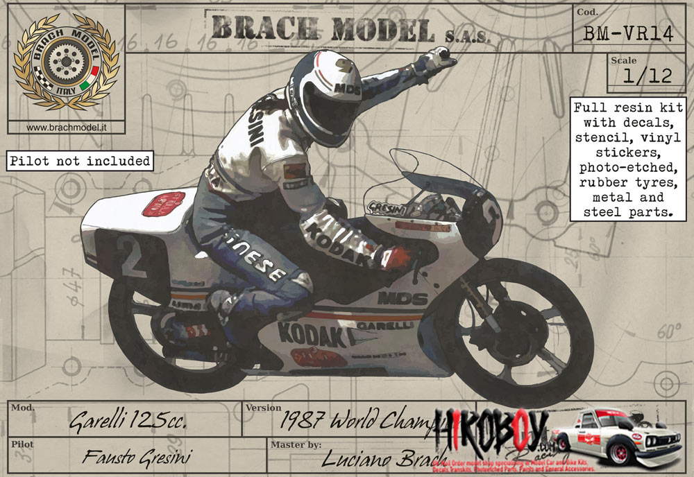 1:12 Garelli 125cc. 1987 World Champion, Rider Fausto Gresini | BM