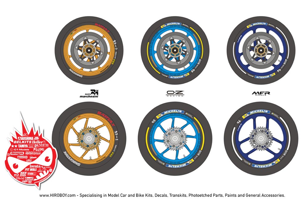 1 12 Motogp Motorcycle Wheel And Tyre Decals Bs 12013 Blue Stuff