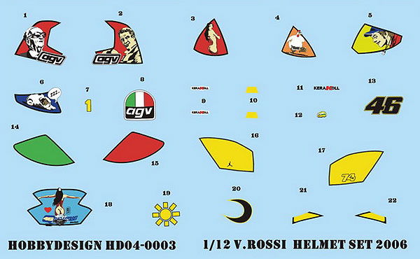 tjene Modig varm 1:12 Valentino Rossi #46 Helmet Decals 2006 | HD04-0003 | Hobby Design