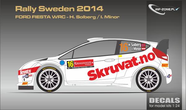 Decals 1/24 ford fiesta wrc solowow-rally sweden 2014-dc2411 #14 