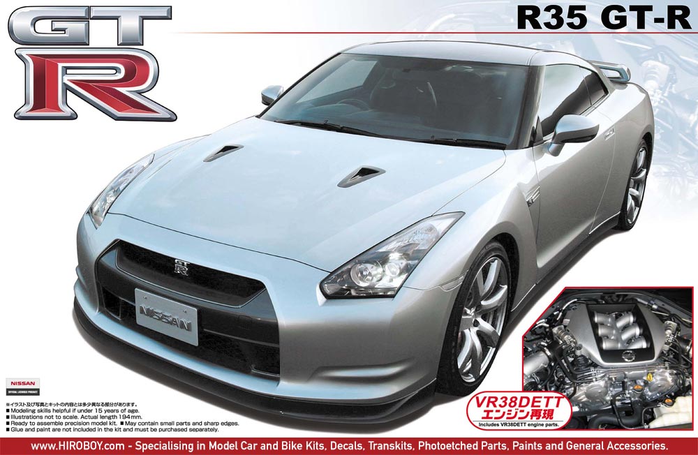 Fujimi ID-131 1/24 Scale Model Sports Car Kit Nissan GT-R R35 w/Engine Parts 