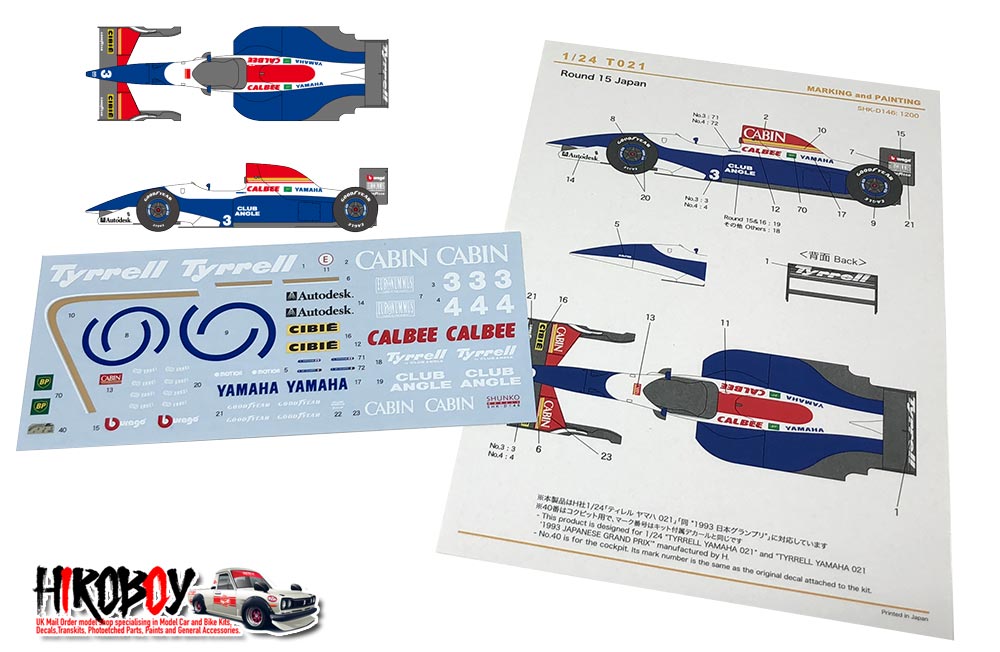 Various Hasegawa HA20393 1:24 Tyrrell 021-1993 Japanese Grand Prix