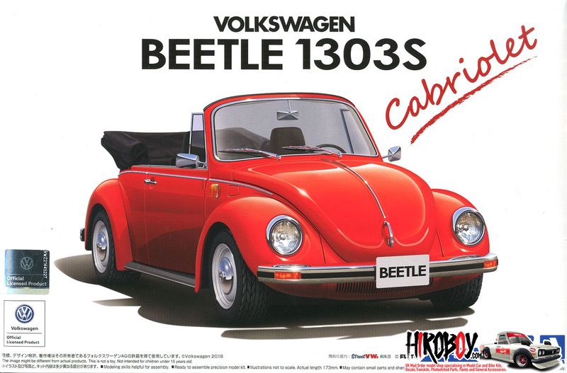 AOSHIMA 1/24 No.75 Volkswagen 15ADK Beetle 1303S Cabriolet 1975 Kit