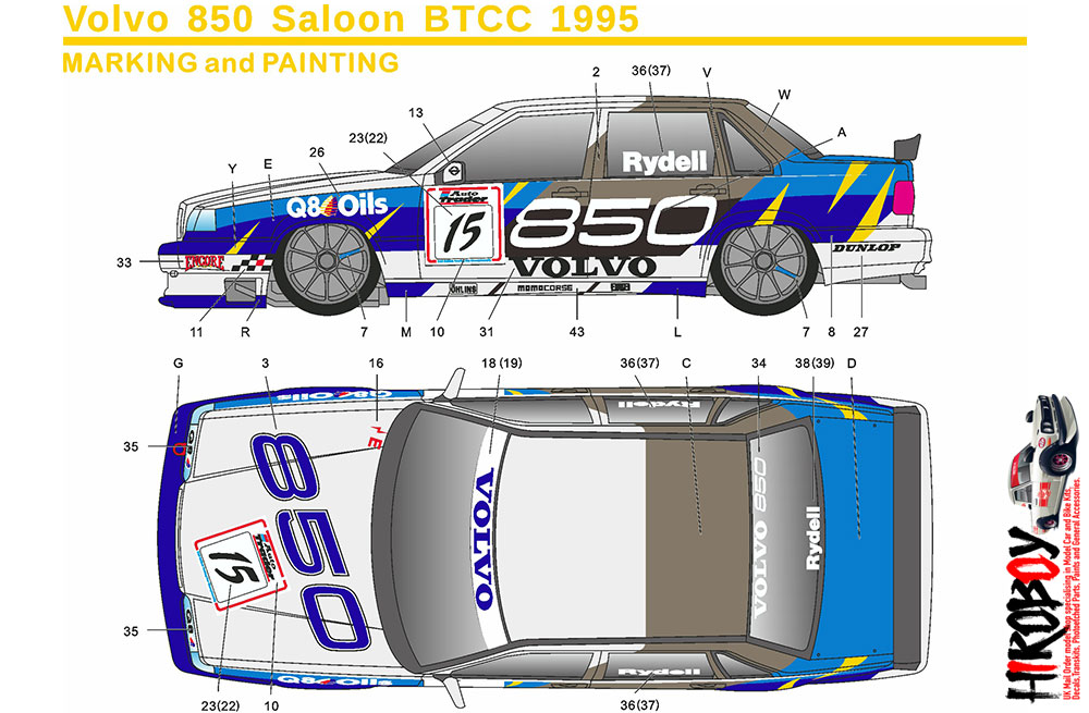 1:24 Volvo 850 Saloon BTCC 1995 (Q8) Decals (Tamiya) | SK24019