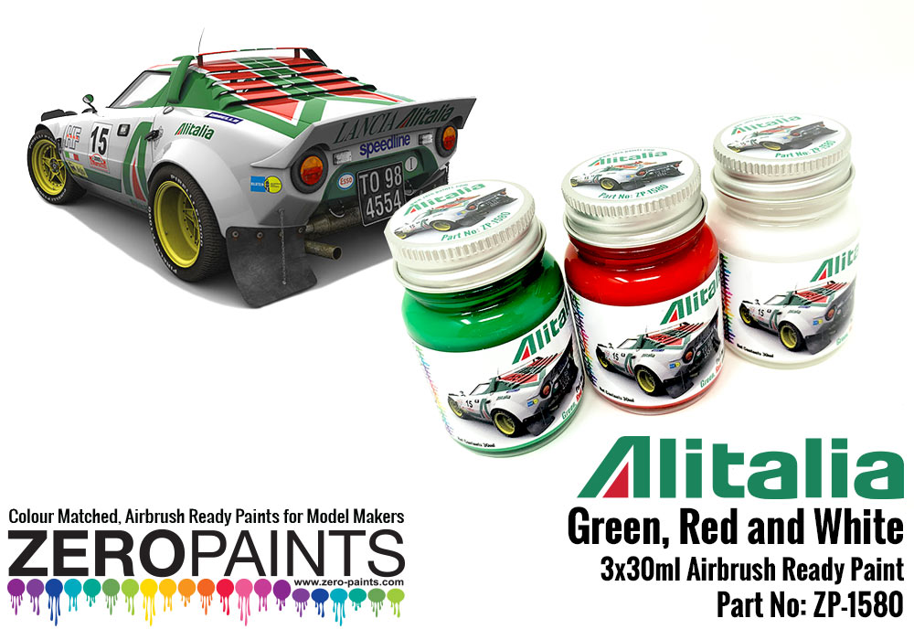 Alitalia (Lancia) Green, Red and White Paint Set 3x30ml ZP-1580
