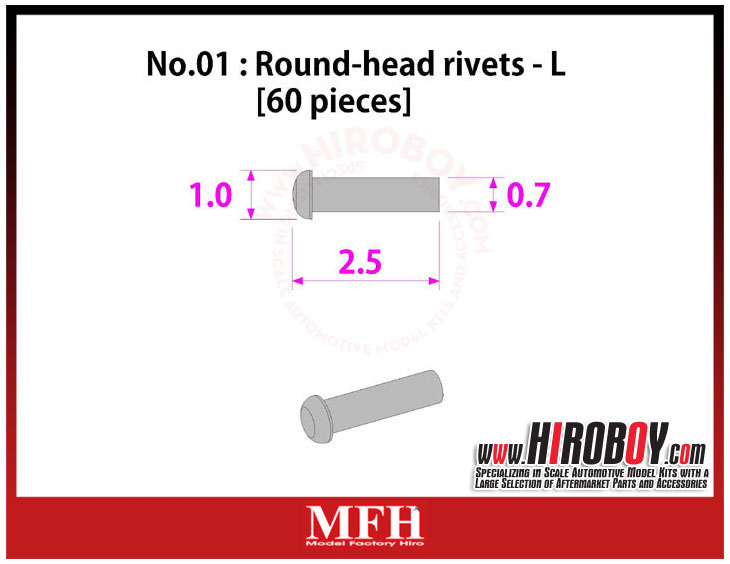 Metal Rivets Series No.01 Roundhead rivets L [60 pieces] P1008 MFH