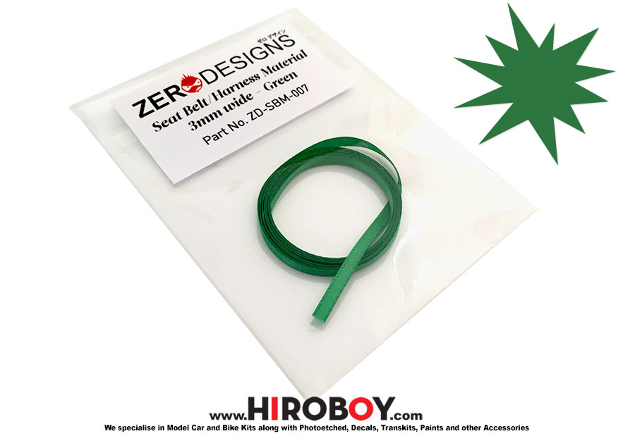 Seat Belt Material 3mm Green ZDSBM007 Zero Designs
